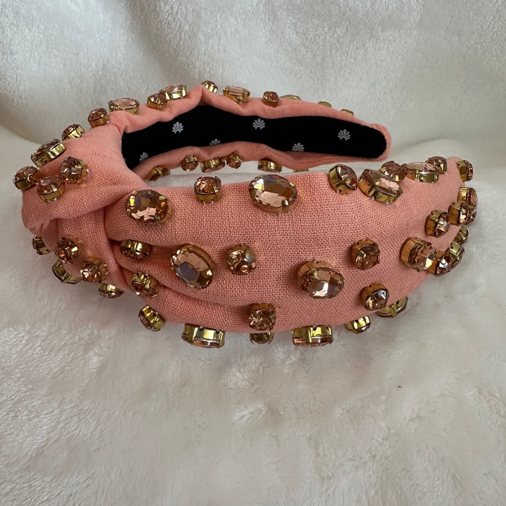 Lele Sadoughi Peach Fuzz Oval Crystal Knotted Headband
